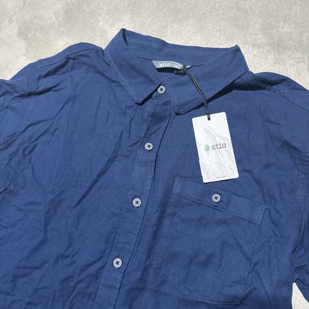 $95 Stio Miter Stretch Lightweight Flannel Shirt - Men's SZ XL NWT Blue - Picture 2 of 11